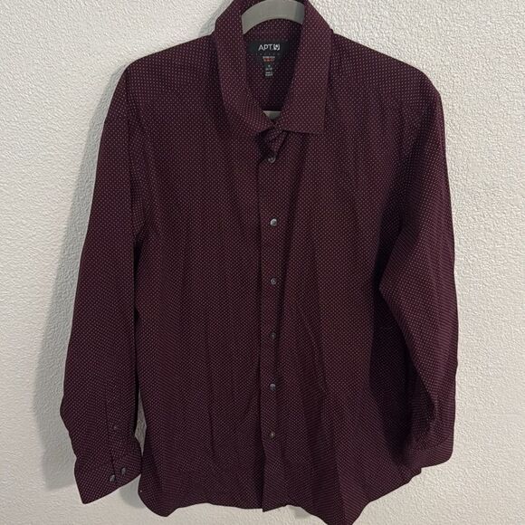 Apt 9- maroon polka dot long sleeve dress shirt-slim fit- size XXL - Picture 1 of 7